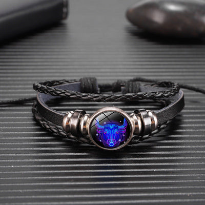 Zodiac Braided Leather Bracelet Seasia