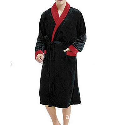 Men's Long Sleeve Bathrobe Cotton Blend Nightgown Seasia