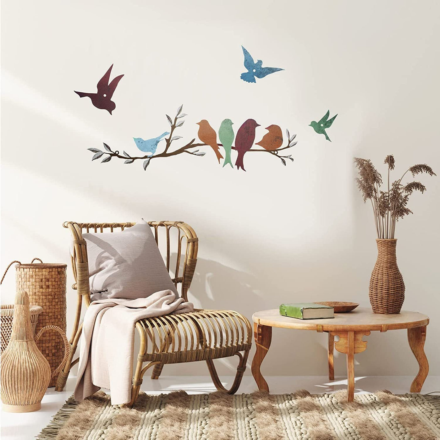 Bird on Branch Iron Wall Art – Rustic Nature-Inspired Hanging Decor Seasia