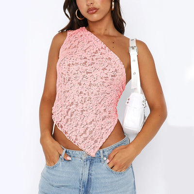 Lace Backless Asymmetrical Top Seasia