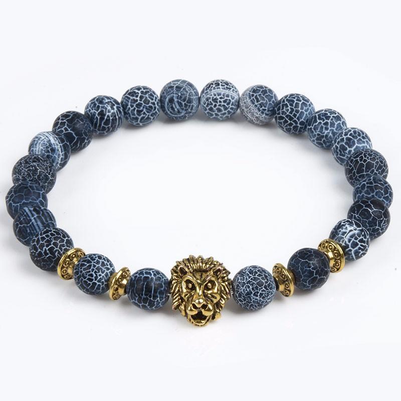 Lion Head Stone Beaded Bracelet Seasia