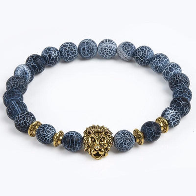 Lion Head Stone Beaded Bracelet Seasia