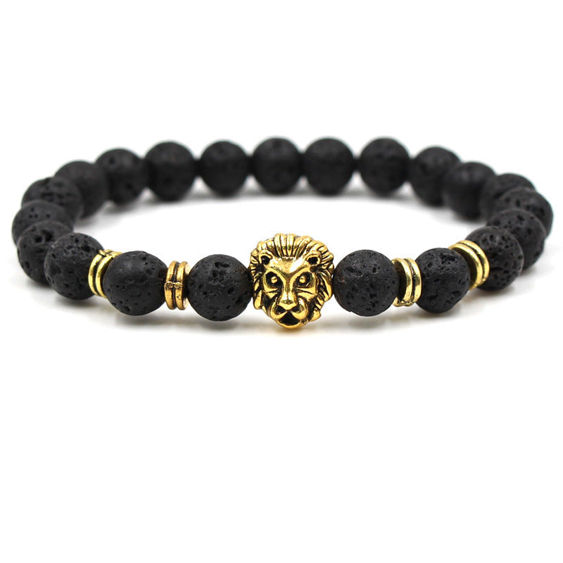 Lion Head Stone Beaded Bracelet Seasia