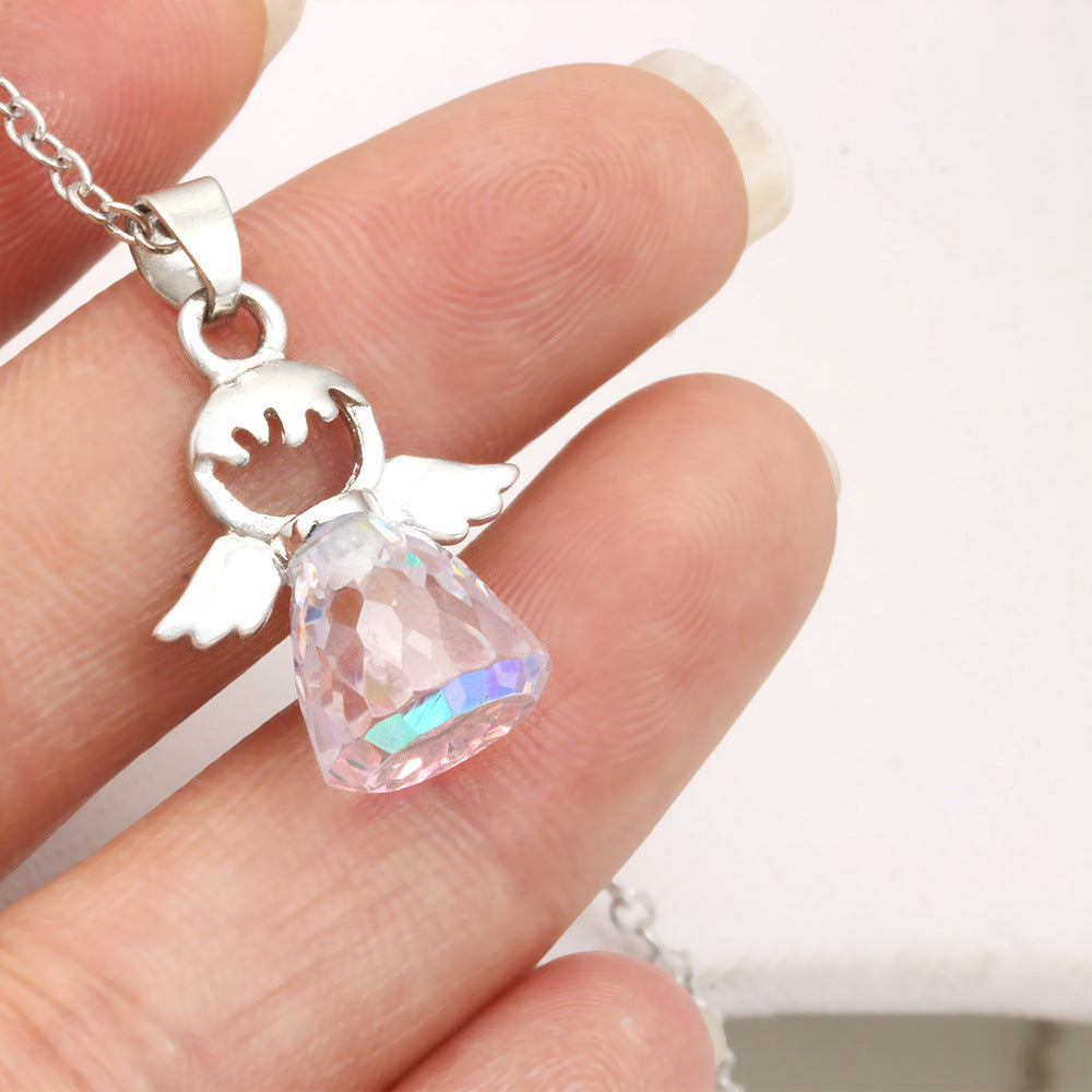 Crystal Angel Pendant Necklace Seasia