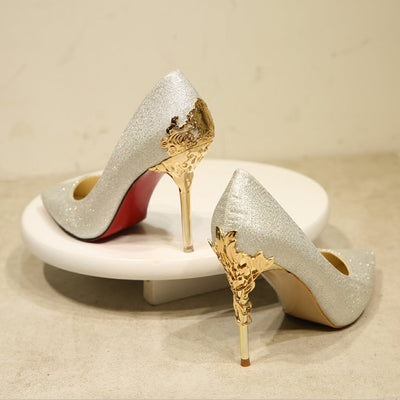 LAKESHI Elegant Metal Heels Seasia