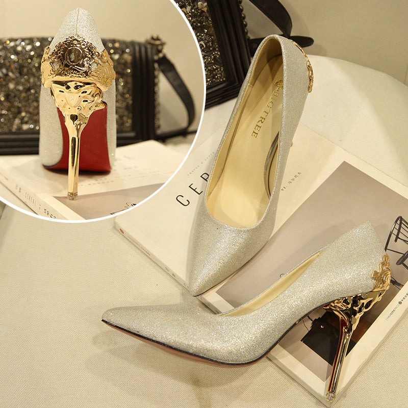 LAKESHI Elegant Metal Heels Seasia