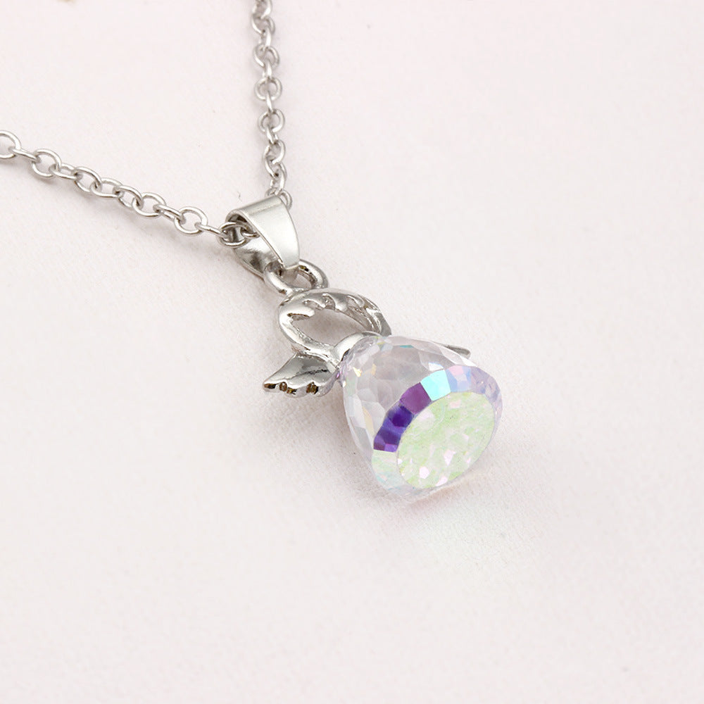 Crystal Angel Pendant Necklace Seasia