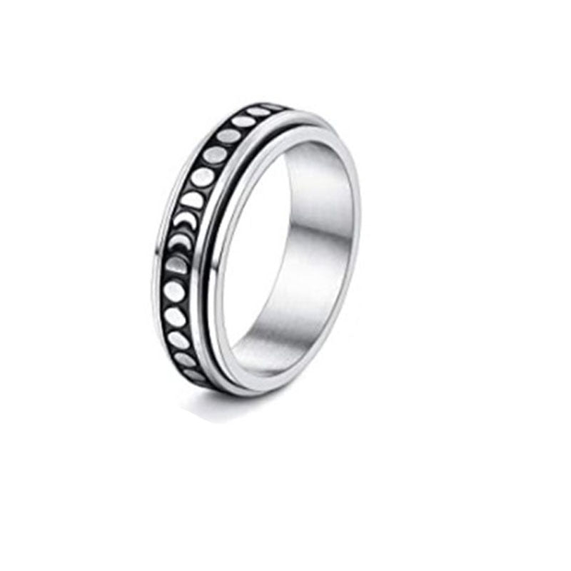 Moon & Stars Spinner Ring – Anti-Anxiety Stainless Steel Band Seasia