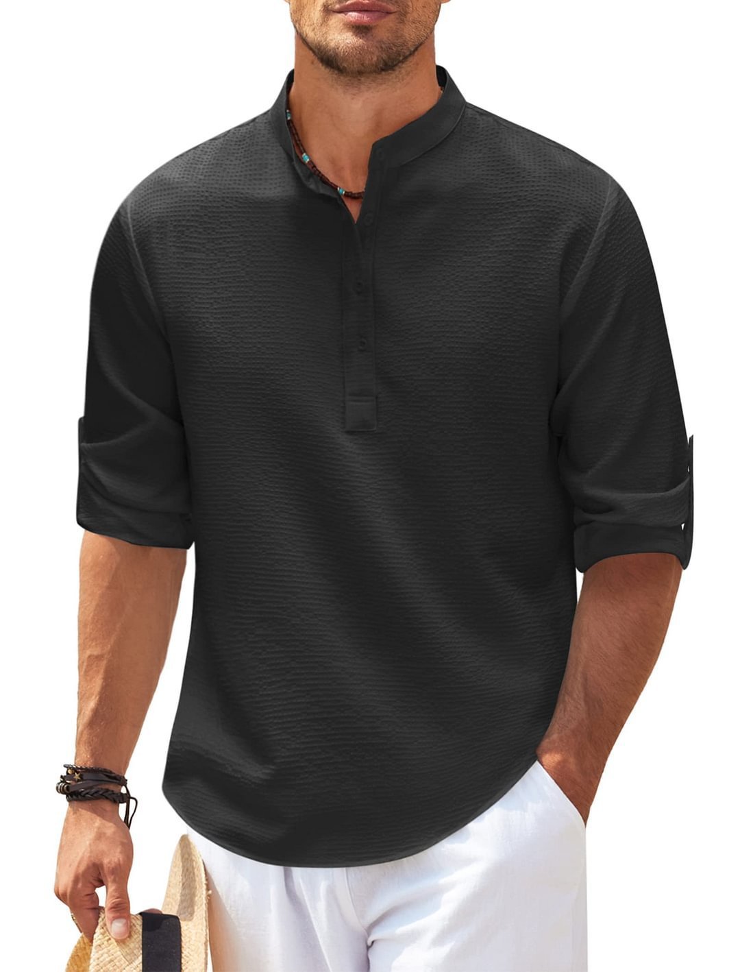 Men’s Casual Stand Collar Shirt Seasia