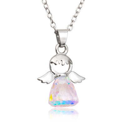 Crystal Angel Pendant Necklace Seasia