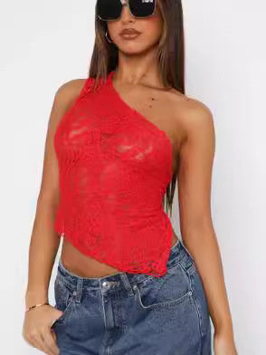 Lace Backless Asymmetrical Top Seasia