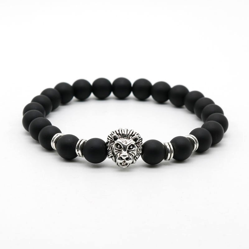 Lion Head Stone Beaded Bracelet Seasia