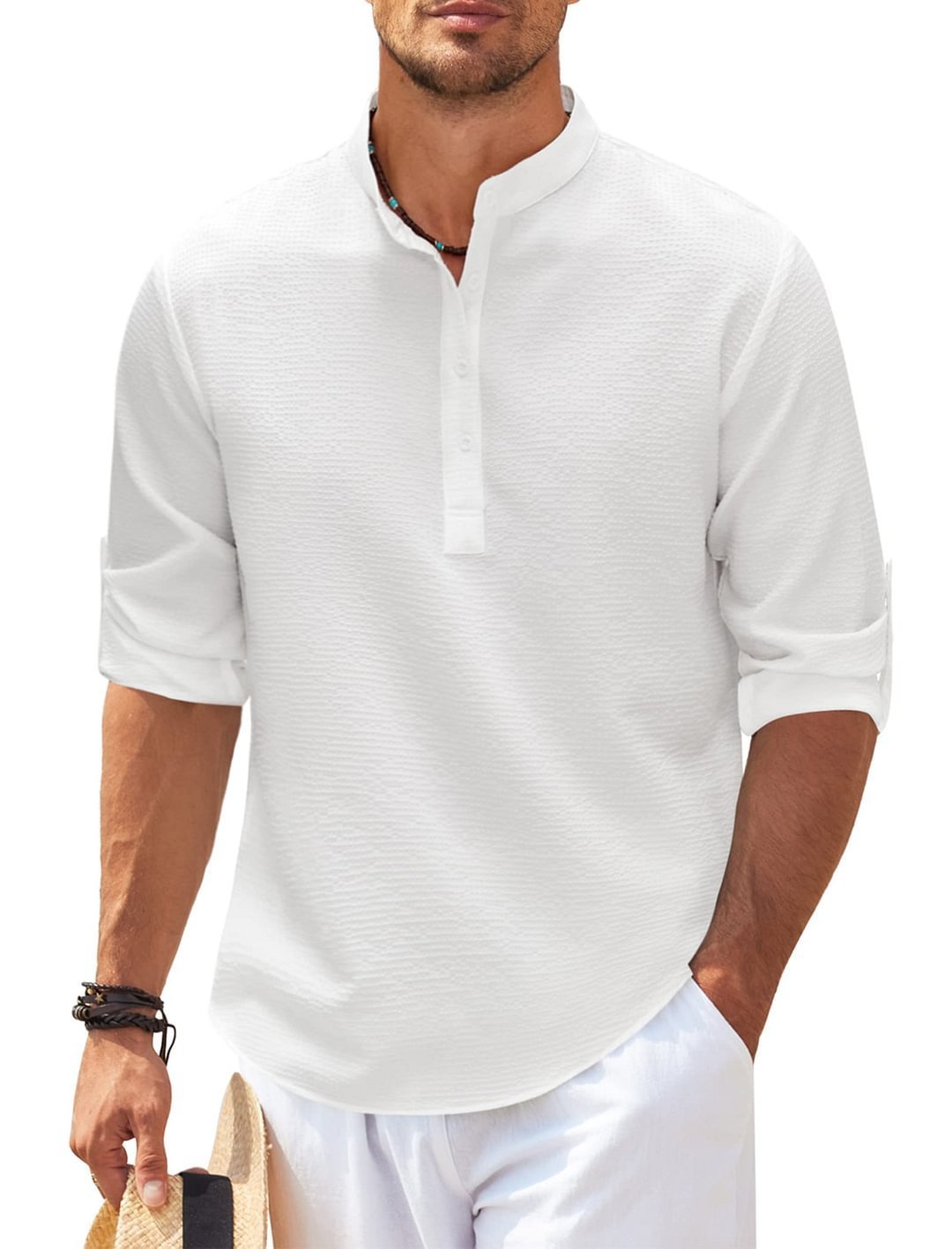 Men’s Casual Stand Collar Shirt Seasia