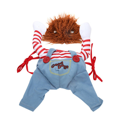 Funny Halloween Dog Costume with Wig & Knife Seasia