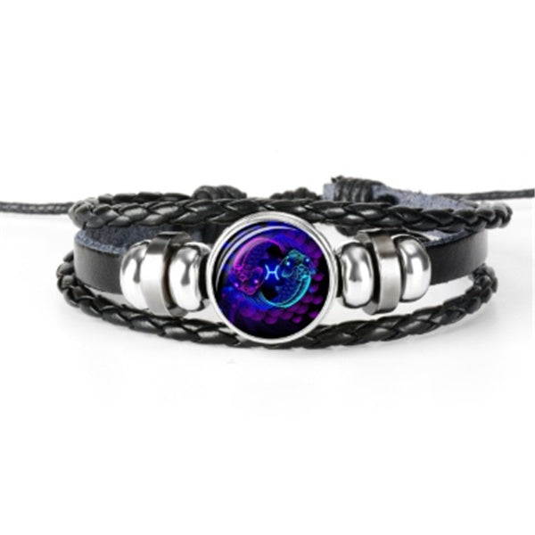 Zodiac Braided Leather Bracelet Seasia
