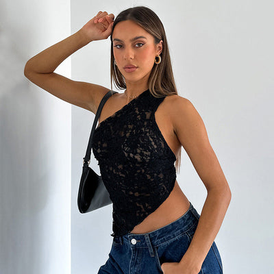 Lace Backless Asymmetrical Top Seasia