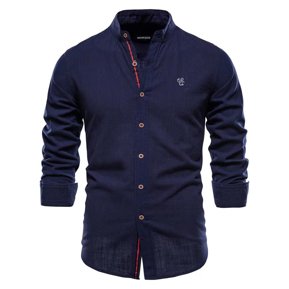 Men’s Cotton & Linen Henley Shirt Seasia
