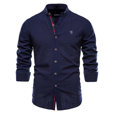 Men’s Cotton & Linen Henley Shirt Seasia