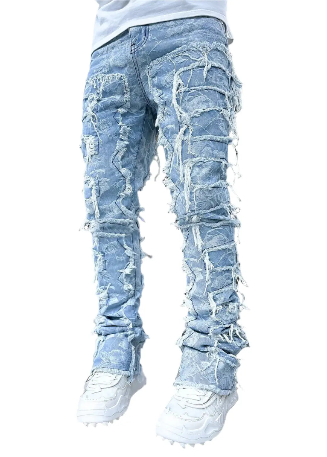 Men’s Patched Tight-Fit Stacked Jeans Seasia