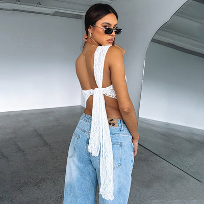 Lace Backless Asymmetrical Top Seasia