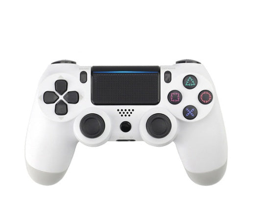 White gaming controller with buttons on a white background
