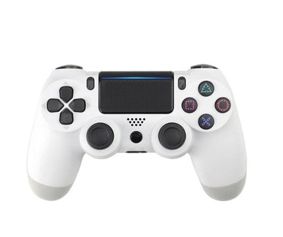 White gaming controller with buttons on a white background