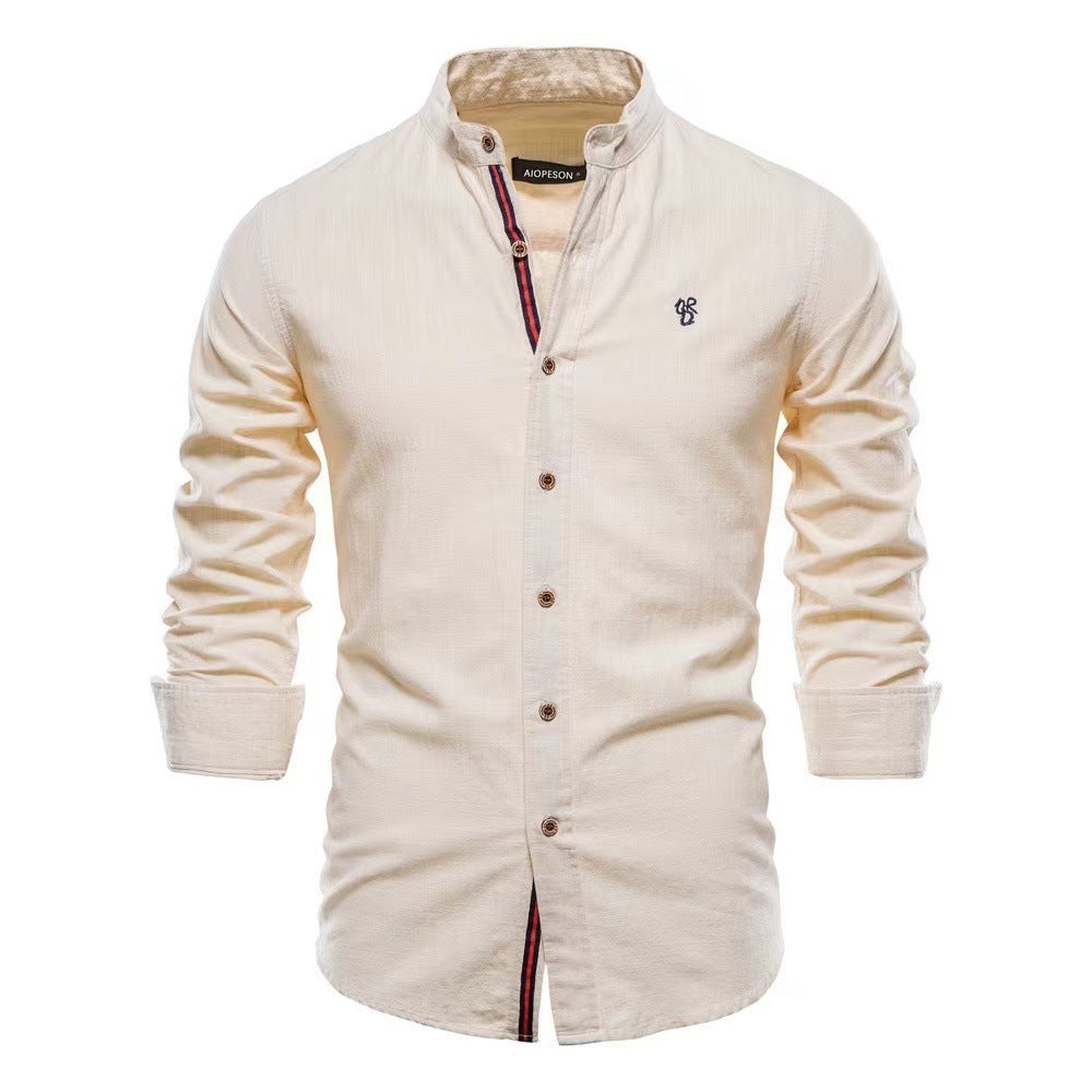 Men’s Cotton & Linen Henley Shirt Seasia