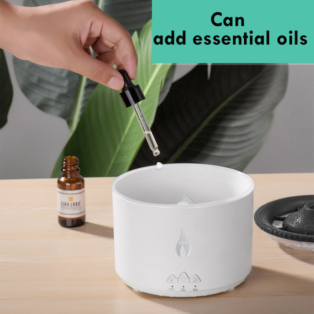 Volcano Flame Aroma Diffuser with Jellyfish Mist & LED Lights – 350ml Seasia