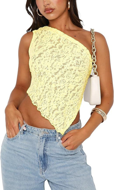 Lace Backless Asymmetrical Top Seasia