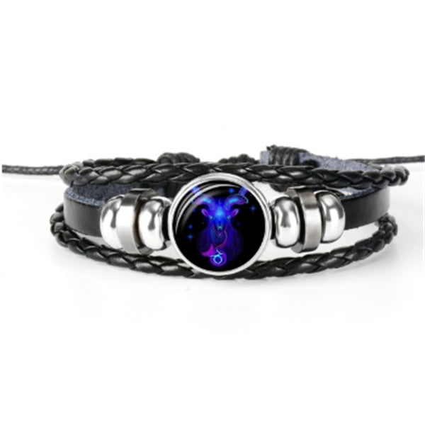 Zodiac Braided Leather Bracelet Seasia