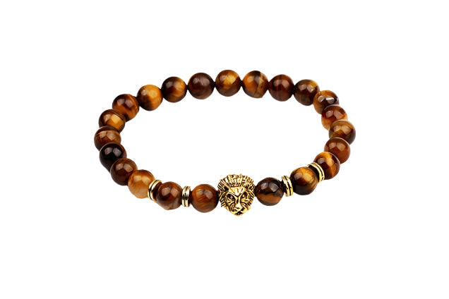 Lion Head Stone Beaded Bracelet Seasia