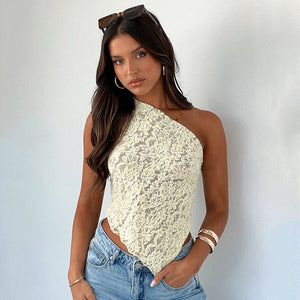 Lace Backless Asymmetrical Top Seasia