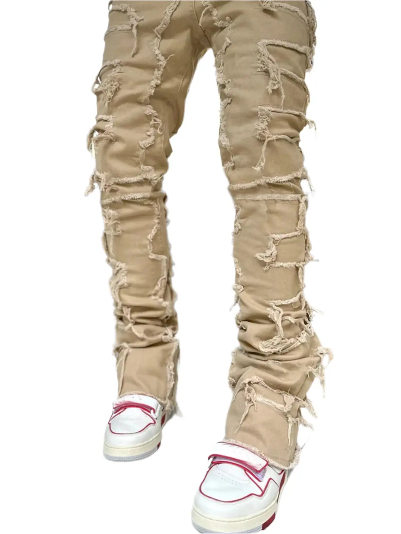 Men’s Patched Tight-Fit Stacked Jeans Seasia