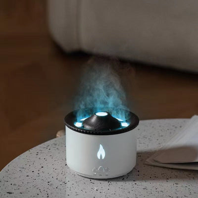 Volcano Flame Aroma Diffuser with Jellyfish Mist & LED Lights – 350ml Seasia