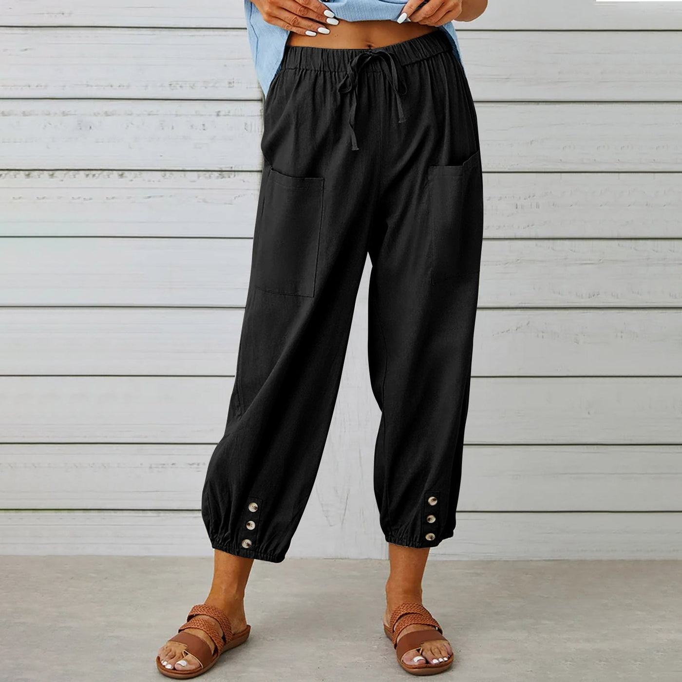 Cotton Linen Drawstring Trousers Seasia
