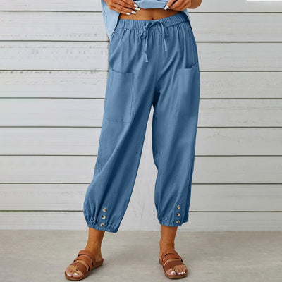 Cotton Linen Drawstring Trousers Seasia