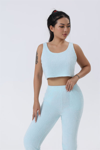 Women's 3-Piece Cozy Lounge Set – Crop Top, Cardigan & Trousers Seasia