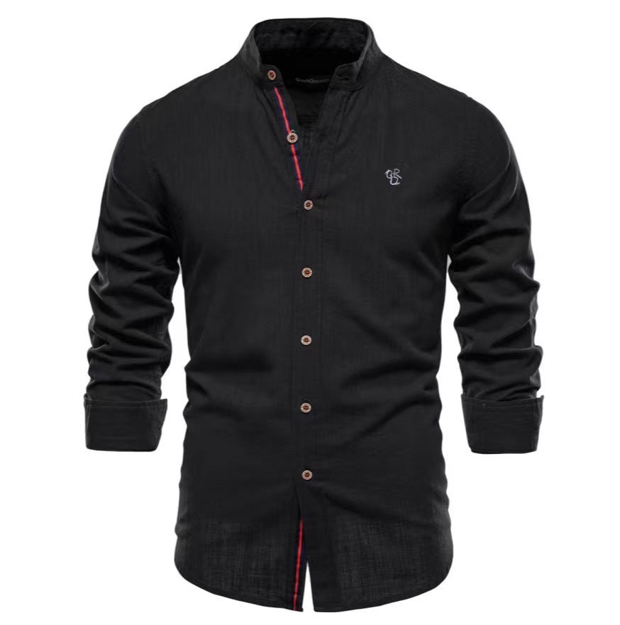 Men’s Cotton & Linen Henley Shirt Seasia