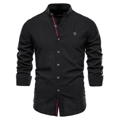 Men’s Cotton & Linen Henley Shirt Seasia