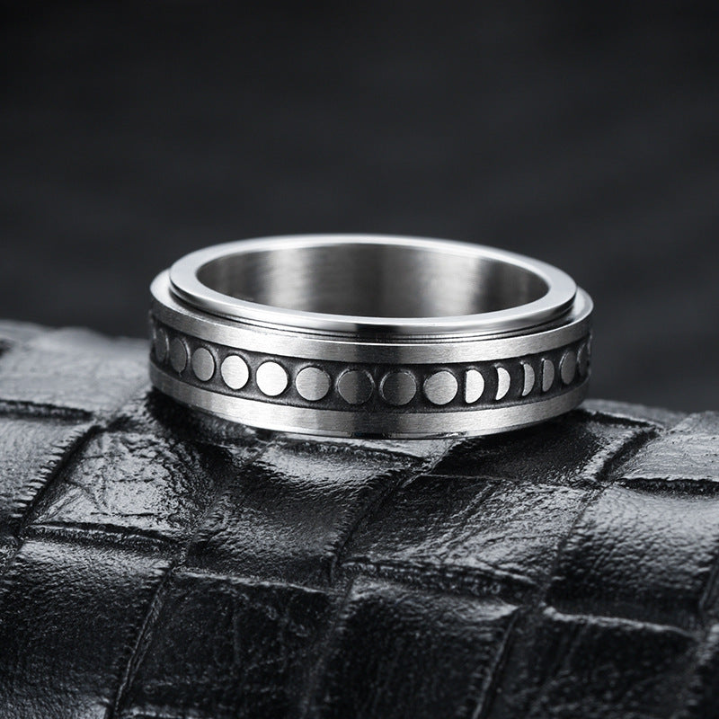 Moon & Stars Spinner Ring – Anti-Anxiety Stainless Steel Band Seasia