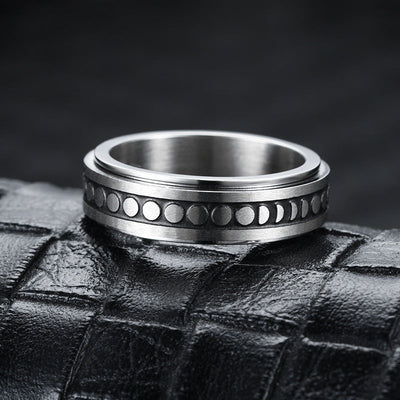 Moon & Stars Spinner Ring – Anti-Anxiety Stainless Steel Band Seasia