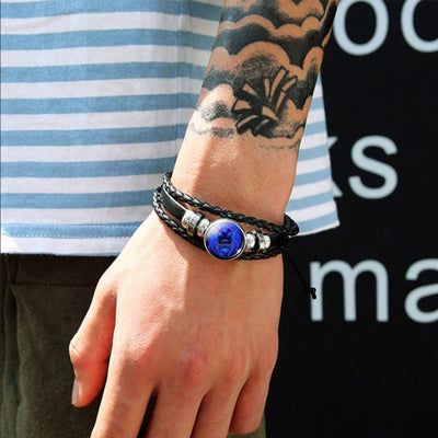 Zodiac Braided Leather Bracelet Seasia