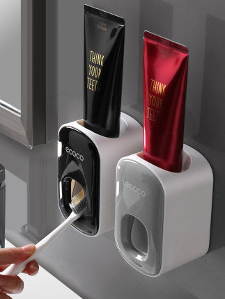 Wall-Mounted Toothpaste Dispenser & Toothbrush Holder Set Seasia