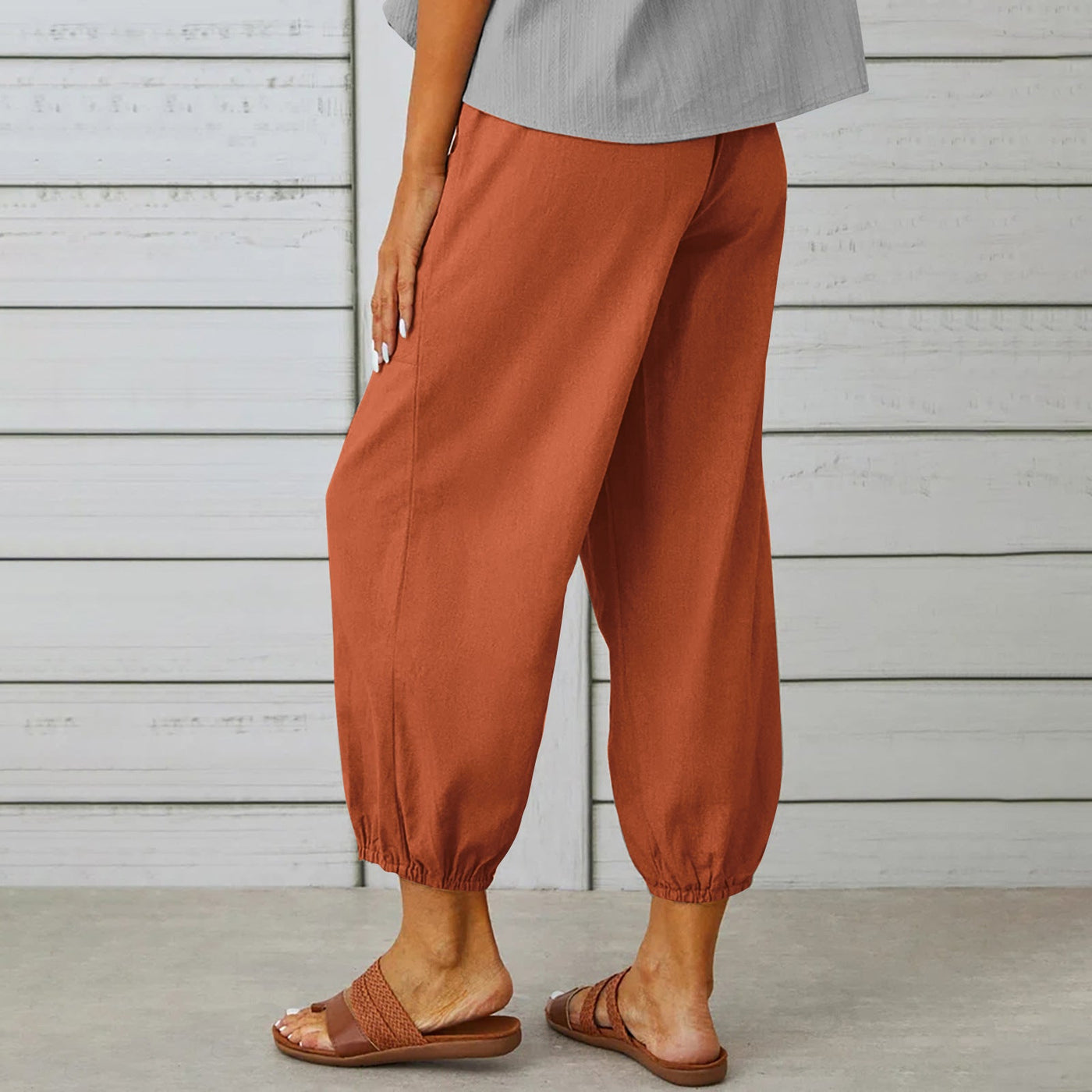 Cotton Linen Drawstring Trousers Seasia
