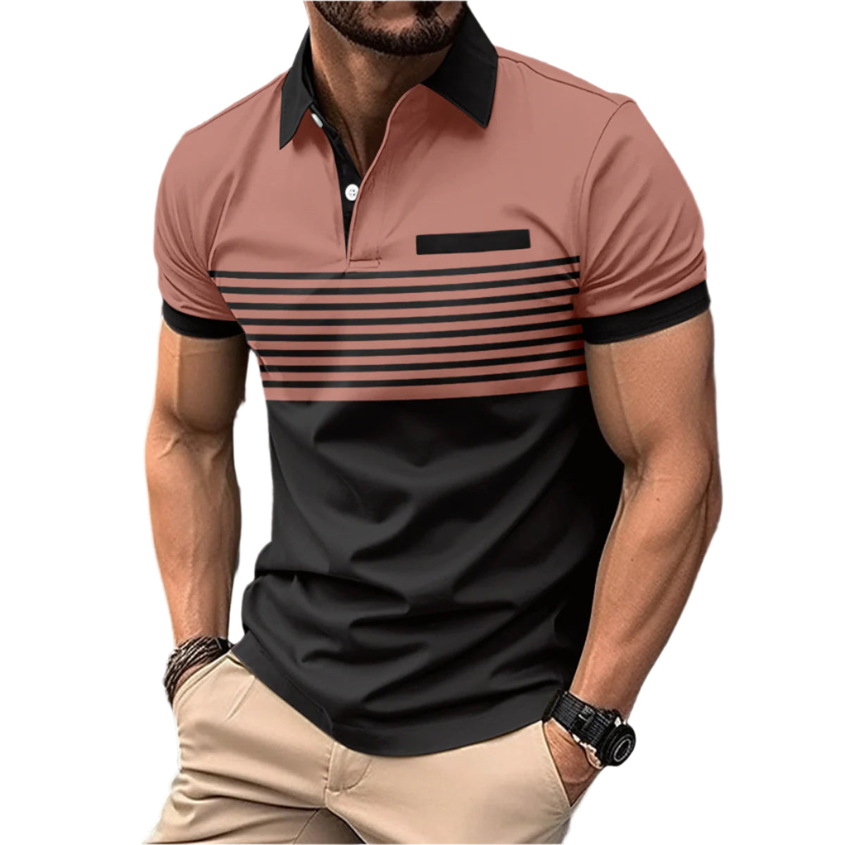Men’s Casual Striped Shirt with Chest Pocket Seasia