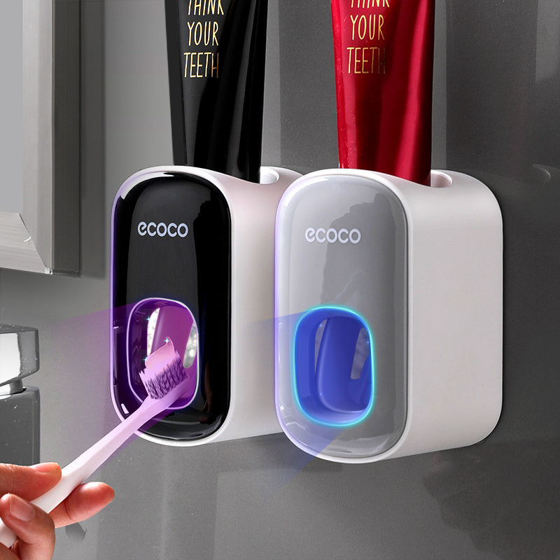 Wall-Mounted Toothpaste Dispenser & Toothbrush Holder Set Seasia