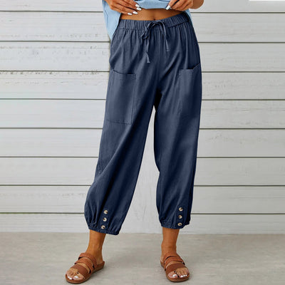Cotton Linen Drawstring Trousers Seasia