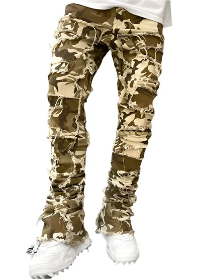Men’s Patched Tight-Fit Stacked Jeans Seasia
