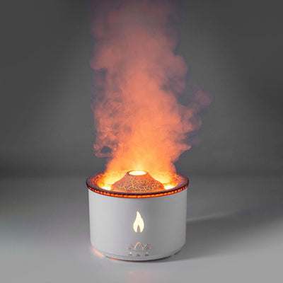Volcano Flame Aroma Diffuser with Jellyfish Mist & LED Lights – 350ml Seasia