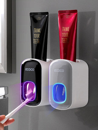 Wall-Mounted Toothpaste Dispenser & Toothbrush Holder Set Seasia